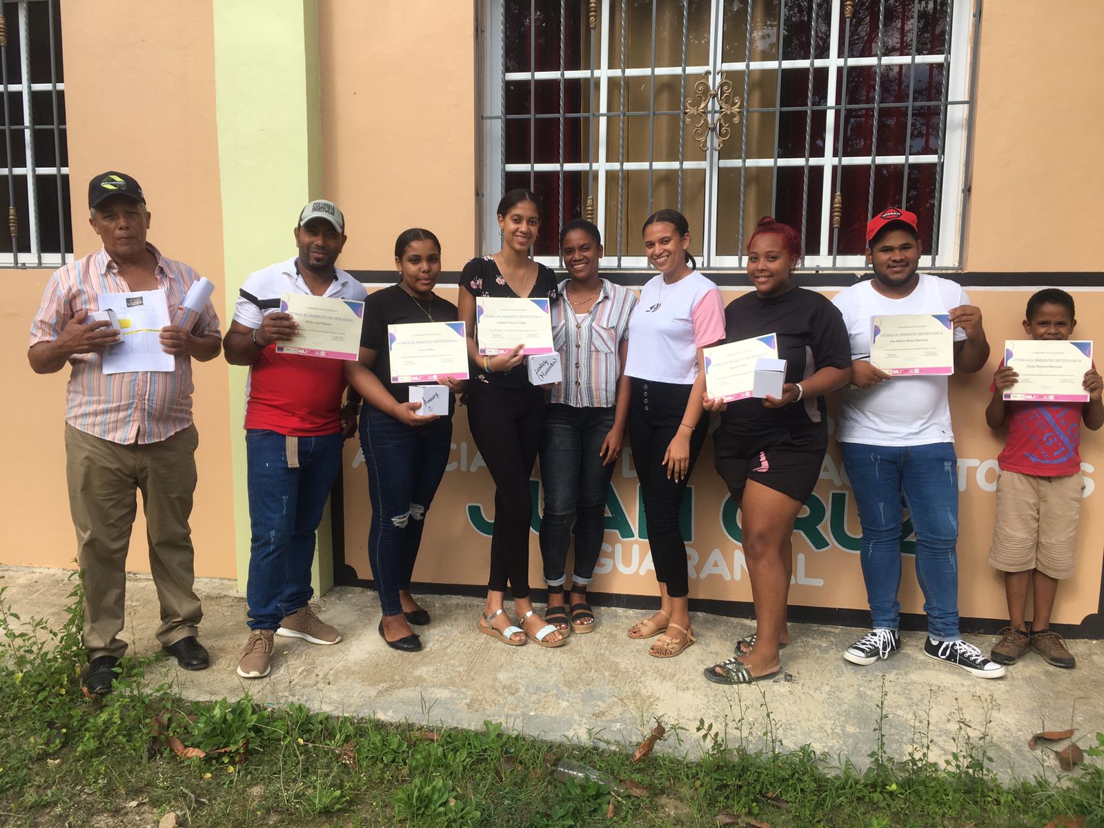 Young farmers receiving training certificates in Guaranal, Dominican Republic