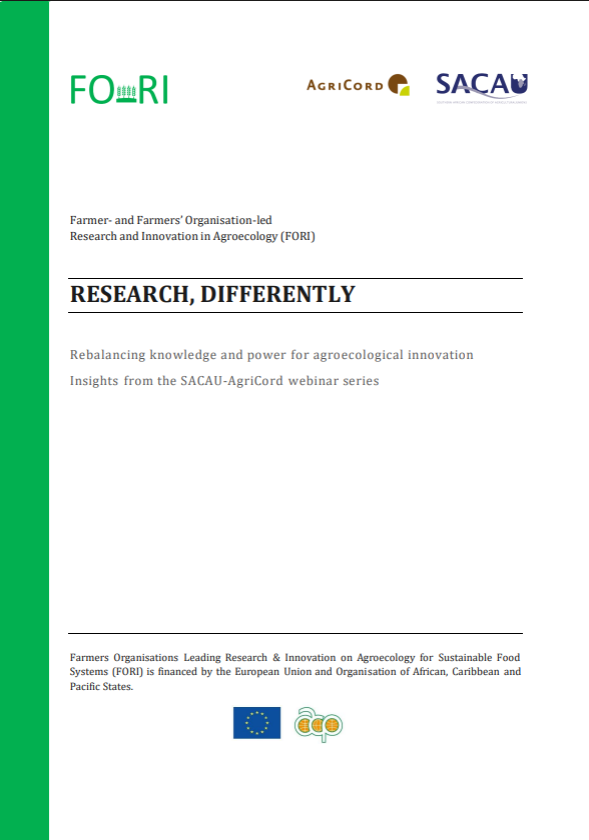 Cover of the report Research, differently, by SACAU and AgriCord. Click to download the PDF.